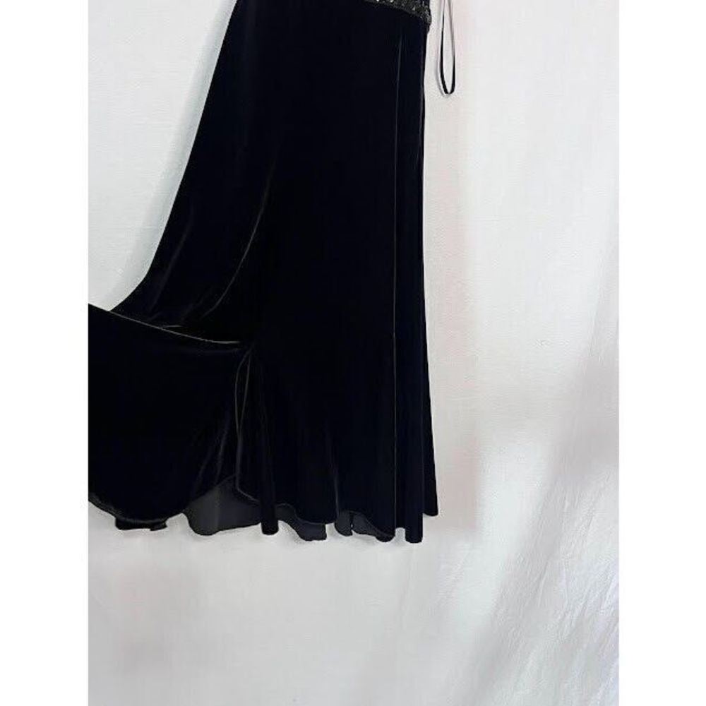 Y2K Vintage Black Stretch Velvet sequin Halter Top Dress Blondie Nites Size 9 - Picture 3 of 6